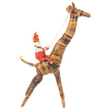 Santa on Giraffe of Banana Fiber