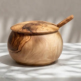 Storage Jar of Olivewood w/ Spoon/Lid