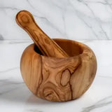 Carre Mortar & Pestle of Olivewood