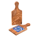 Carre Handpainted Ceramic Paddle Board of Olivewood