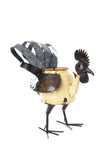 Tea Kettle Rooster Planter of Recycled Metal