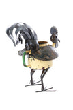 Tea Kettle Rooster Planter of Recycled Metal