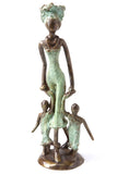 "Double the Fun (Mother w/ 2 kids)" Lost Wax Bronze Sculpture
